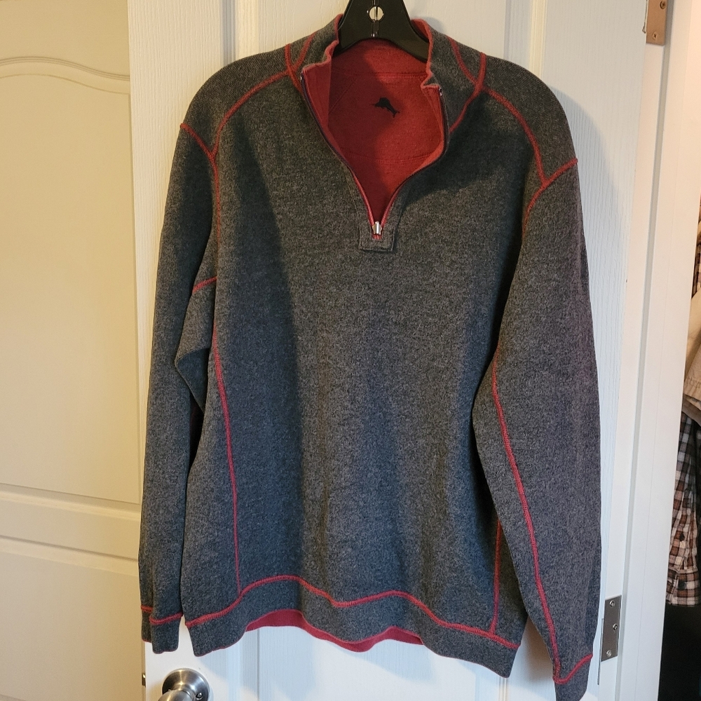 Tommy Bahama Reversible 1/4 Zip. 100% Cotton. Mens XL See Pics